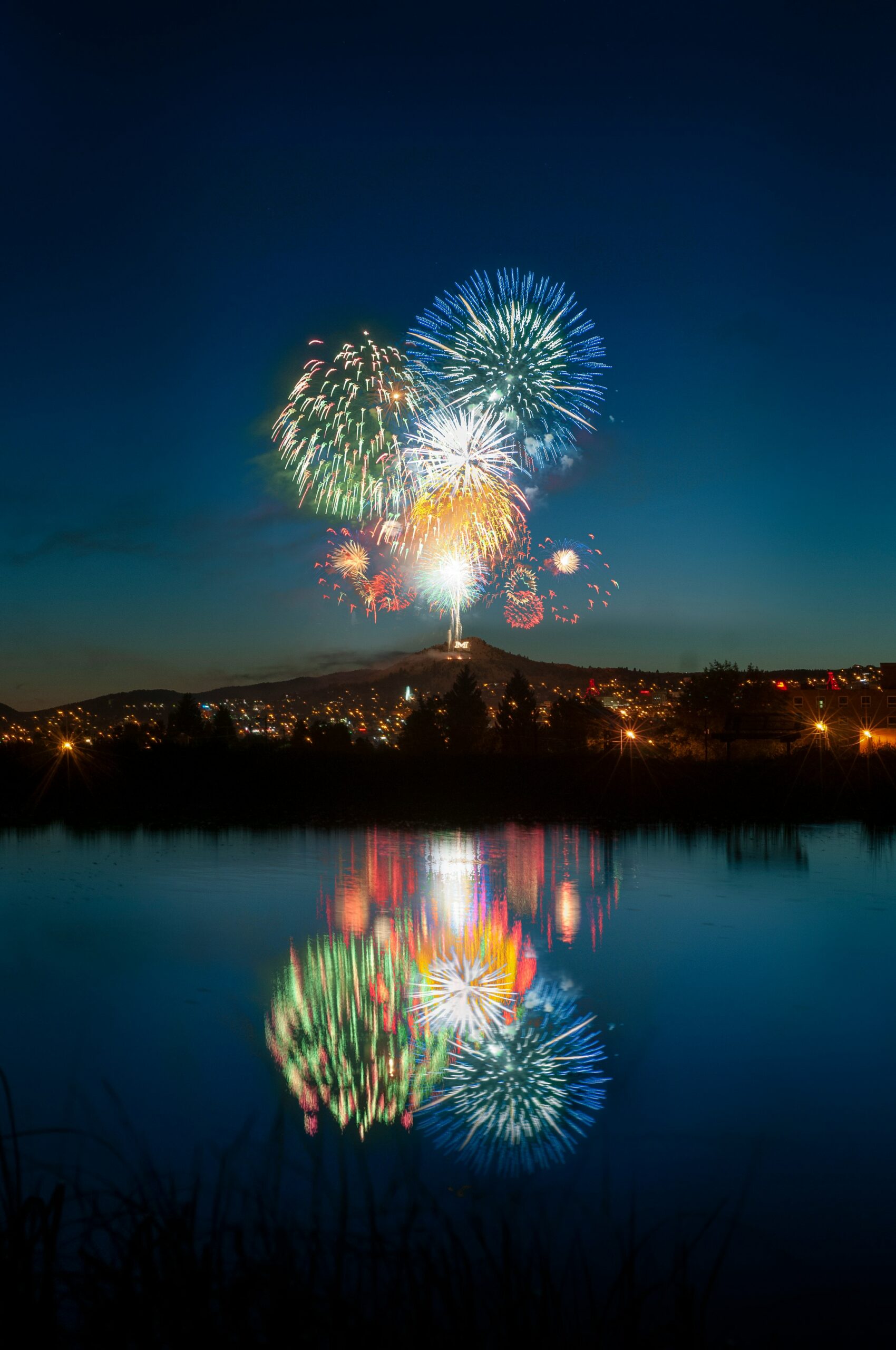 4th of July fireworks lighting up the night sky